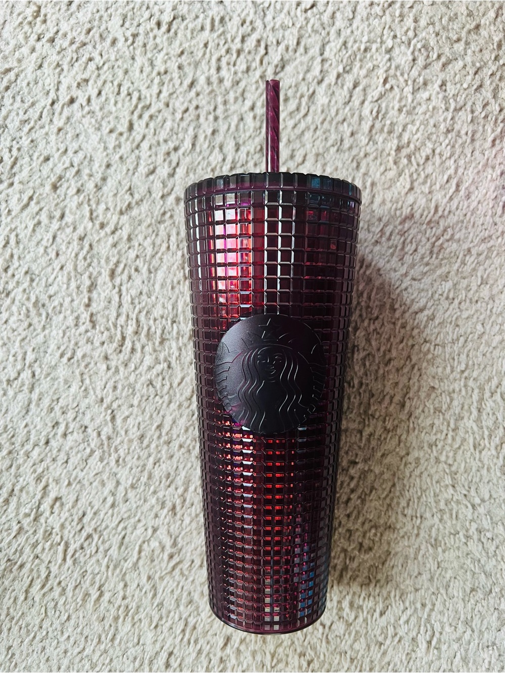Starbucks Deep Wine Studded Cold Cup with Straw